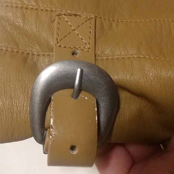 Free People Buckle Up Vegan Mini Skirt Camel Size 6 *As Is* - Picture 8 of 13